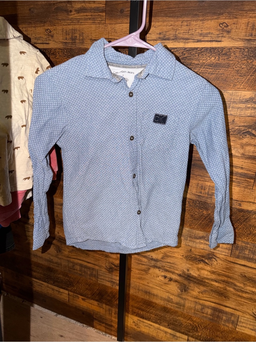 Calvin Klein Jeans Light Blue Textured Button-Down Shirt - Men